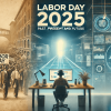 Happy Labor Day 2025! Image created by OnYourMark.com using DALL-E with modifications in Canva.com